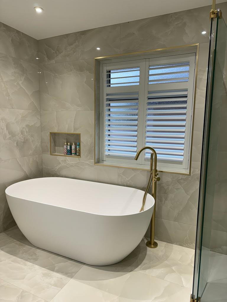 close up of bathroom shutters fitted in Docklands