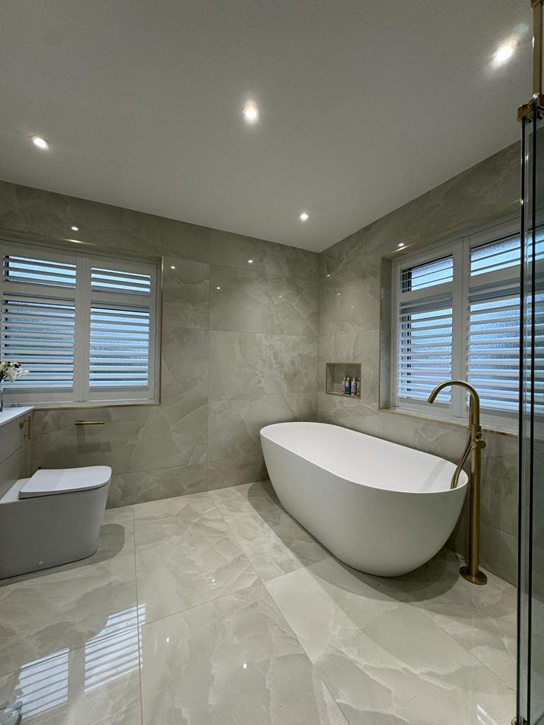 water resistant bathroom plantation shutters fitted in Docklands